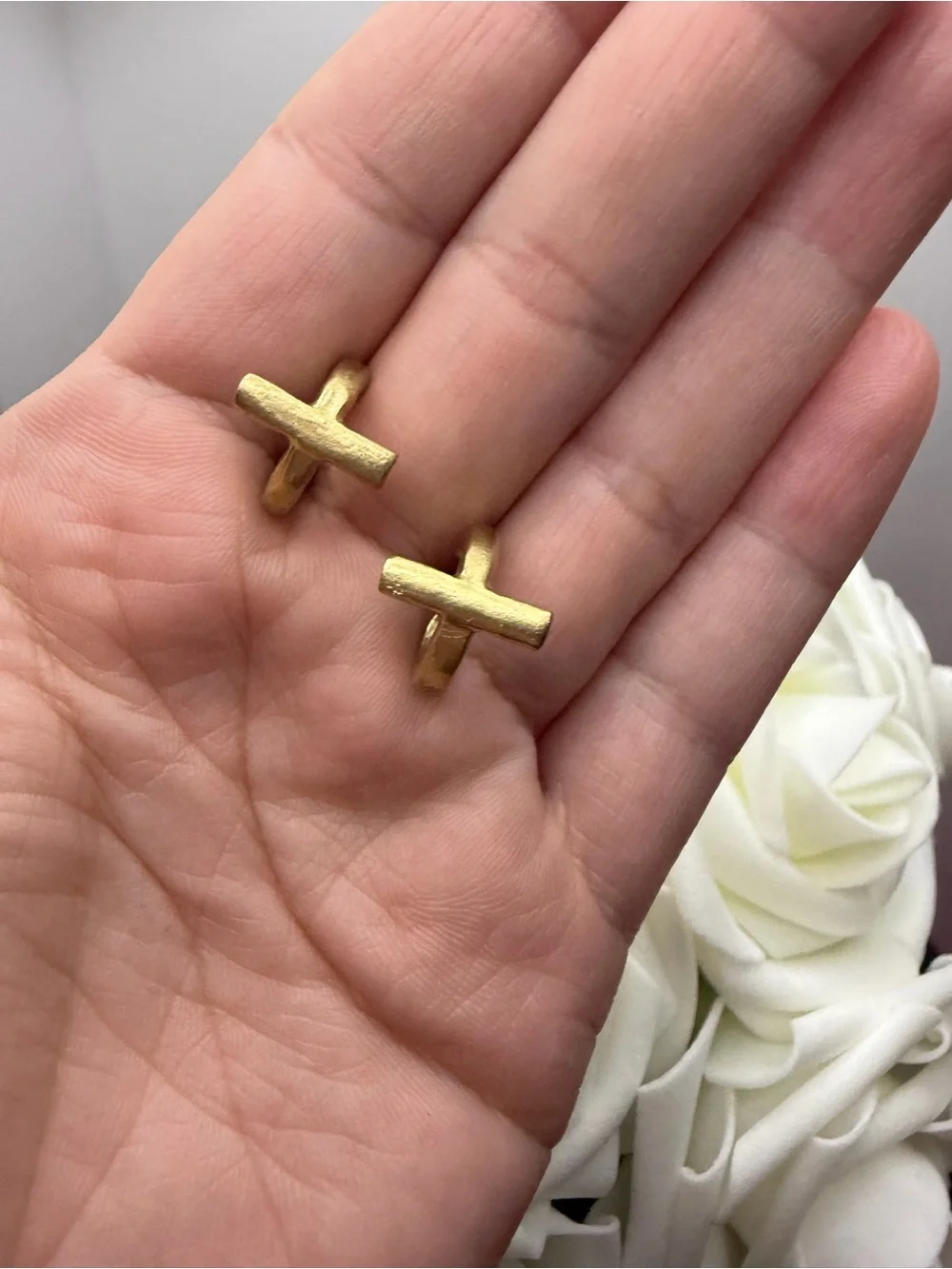 Gold Cross Stud Earrings - Elegant Minimalist Women Jewelry